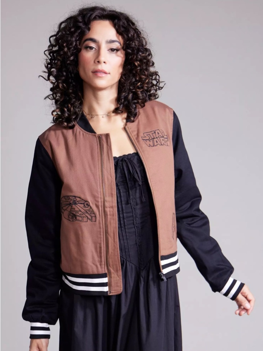 Star Wars Brown and Black Fan Bomber Jacket